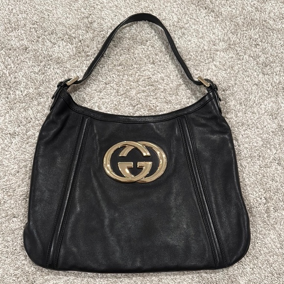 Gucci Black Leather Medium Britt Hobo Bag - Picture 1 of 11